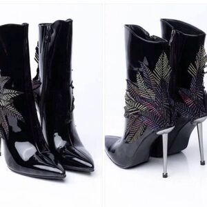 Black mid calf boots